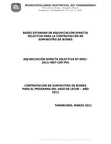 BASES ESTÁNDAR DE ADJUDICACIÓN DIRECTA SELECTIVA ...