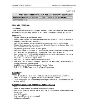 • Informe del Proceso (cronograma). • Acta de Adjudicación. - Ugel 05