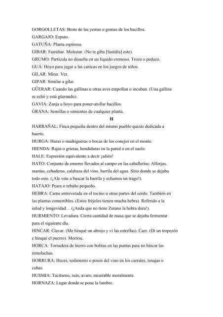 Vocabulario de Algodre - Furmientu