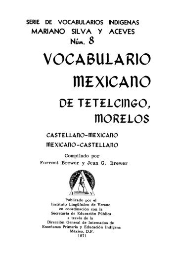 Vocabulario mexicano de Tetelcingo, Morelos