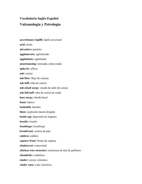 Vocabulario Inglés-Español