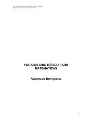 VOCABULARIO BÁSICO PARA MATEMÁTICAS Alumnado Inmigrante