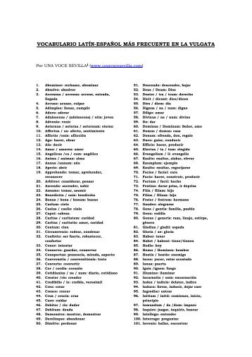 vocabulario latín-español más frecuente en la ... - Una Voce Sevilla
