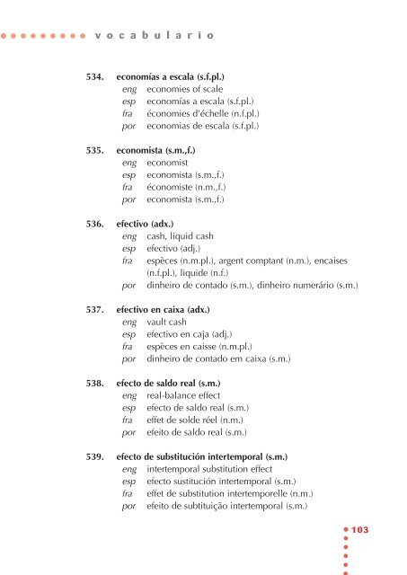 Vocabulario de economía - Universidade de Vigo