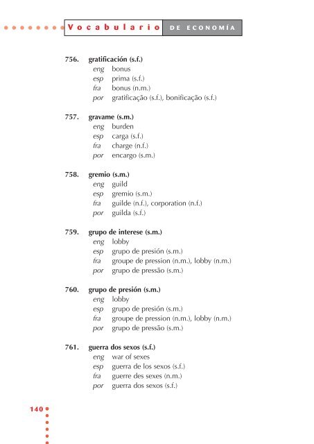 Vocabulario de economía - Universidade de Vigo