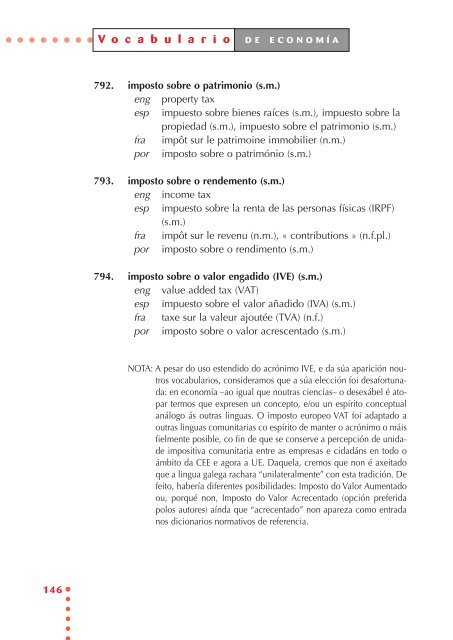 Vocabulario de economía - Universidade de Vigo