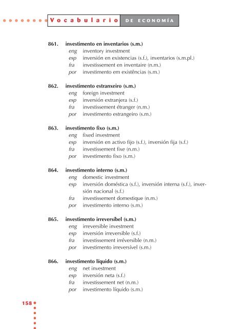 Vocabulario de economía - Universidade de Vigo