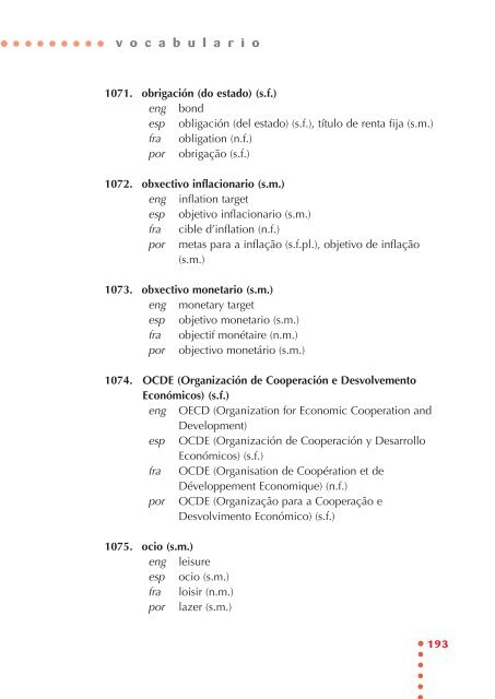 Vocabulario de economía - Universidade de Vigo