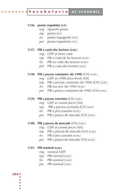 Vocabulario de economía - Universidade de Vigo