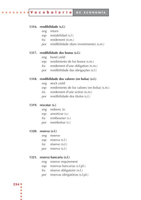 Vocabulario de economía - Universidade de Vigo