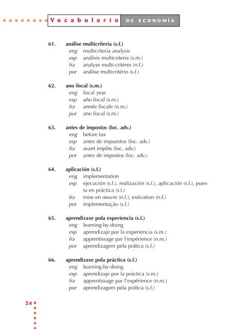 Vocabulario de economía - Universidade de Vigo