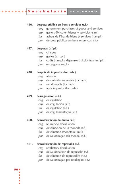 Vocabulario de economía - Universidade de Vigo