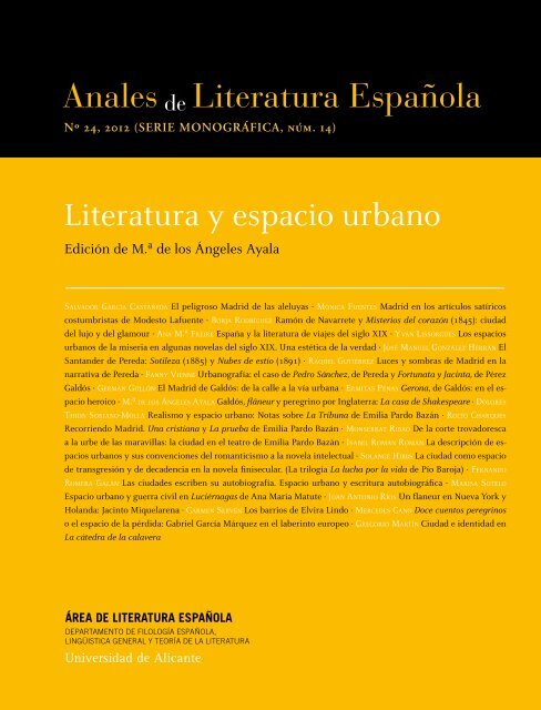 Literatura y espacio urbano - RUA - Universidad de Alicante