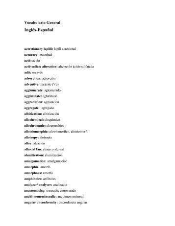 Vocabulario General Inglés - Español