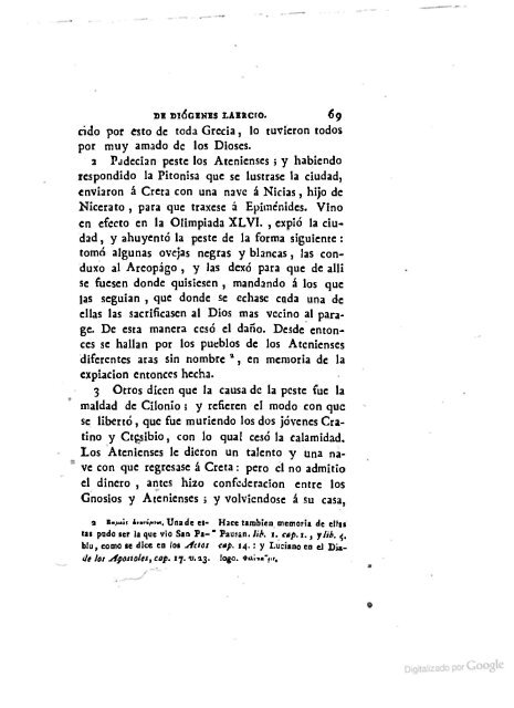 DIÓGENES LAERCIO – 1792 – Sobre las vidas, opiniones y