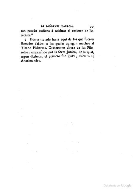 DIÓGENES LAERCIO – 1792 – Sobre las vidas, opiniones y