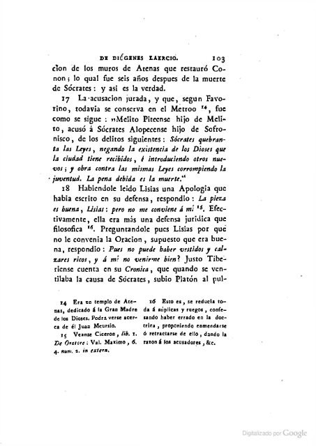 DIÓGENES LAERCIO – 1792 – Sobre las vidas, opiniones y