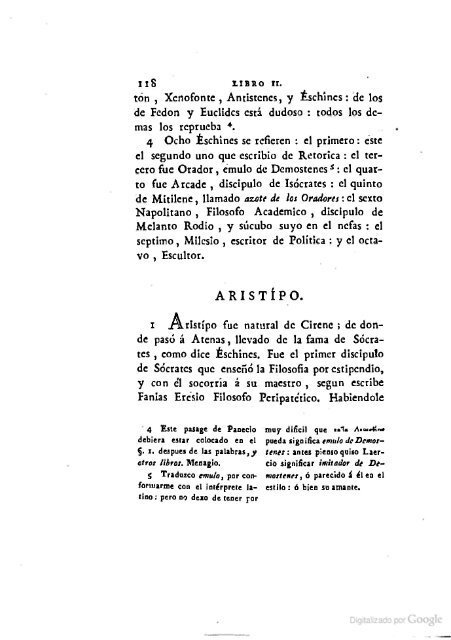 DIÓGENES LAERCIO – 1792 – Sobre las vidas, opiniones y