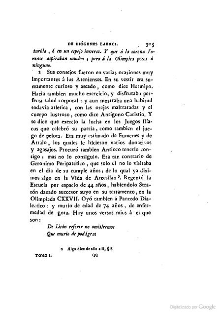 DIÓGENES LAERCIO – 1792 – Sobre las vidas, opiniones y