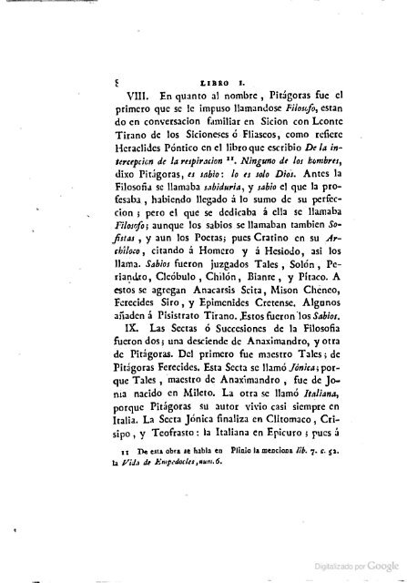 DIÓGENES LAERCIO – 1792 – Sobre las vidas, opiniones y