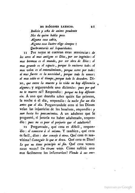 DIÓGENES LAERCIO – 1792 – Sobre las vidas, opiniones y