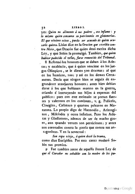 DIÓGENES LAERCIO – 1792 – Sobre las vidas, opiniones y