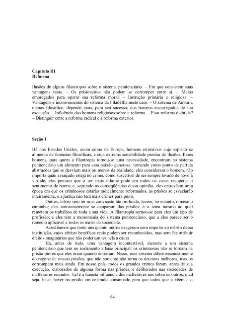 Tocqueville e Beaumont - sobre o sistema penitenciário nos