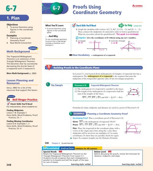 high school co-ordinate geometry with a quadrilateral and two