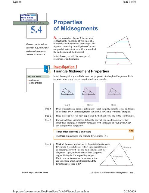Properties of Midsegments