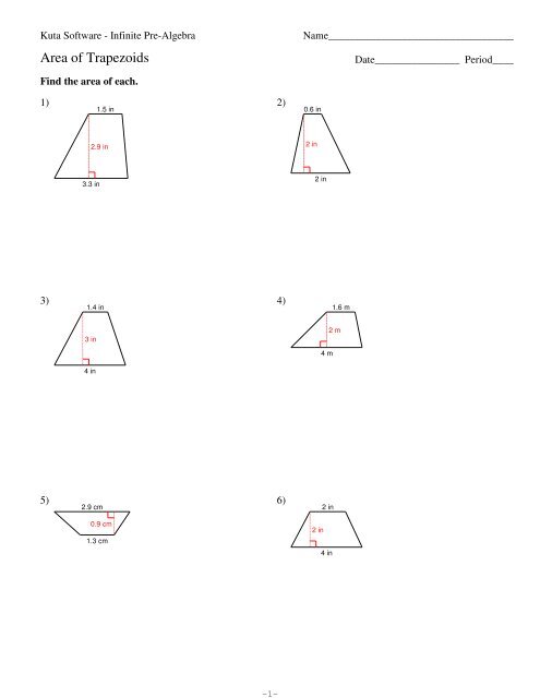 Area of Trapezoids - Kuta Software