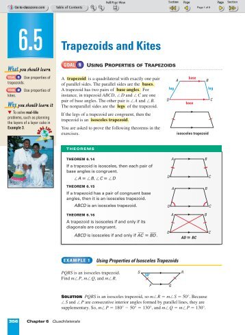 6-5 Trapezoids and Kites - Nexuslearning.net