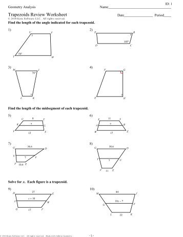 Trapezoids Review Worksheet