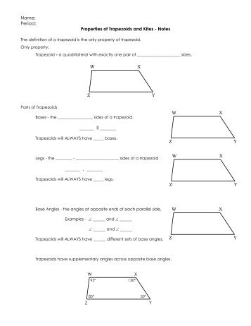 Properties of Trapezoids and Kites - Notes ... - Douce House