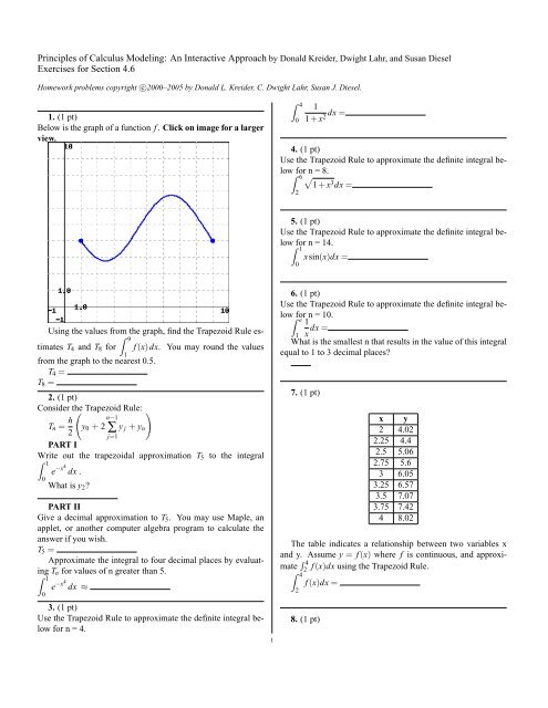 Exercises for 4.6 Trapezoid Rule