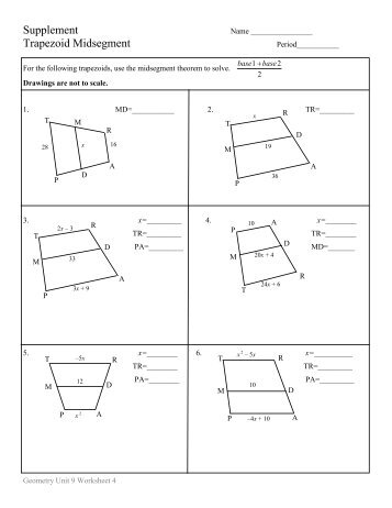 Trapezoids Review Worksheet