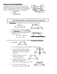 Section 1: Types of Quadrilaterals The Trapezoid ... - Willets Geometry