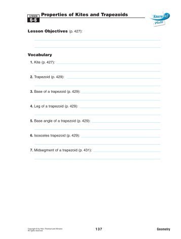 Properties of Kites and Trapezoids