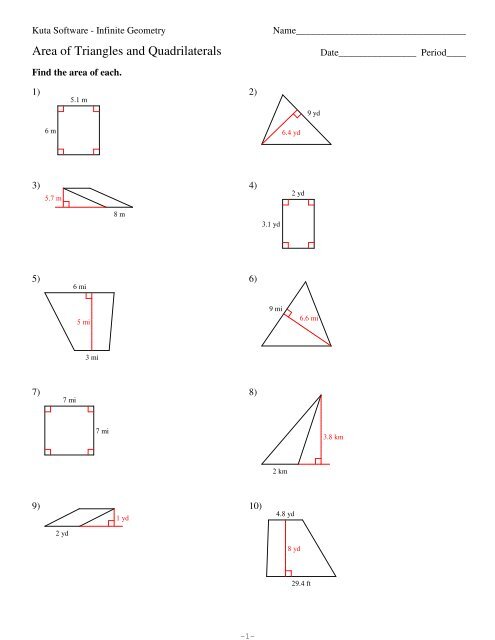 6-Area of Triangles and Quadrilaterals - Kuta Software