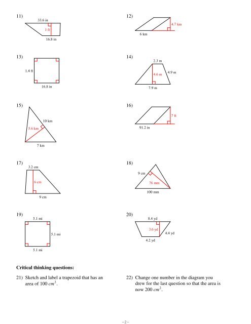 6-Area of Triangles and Quadrilaterals - Kuta Software