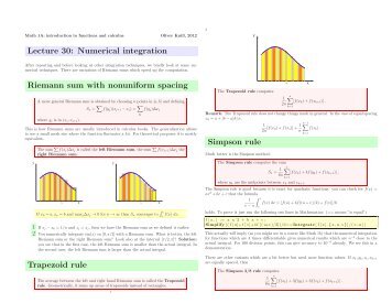 Lecture 30: Numerical integration Riemann sum with nonuniform ...