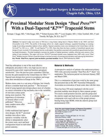 Proximal Modular Stem Design - Joint Implant Surgery & Research ...