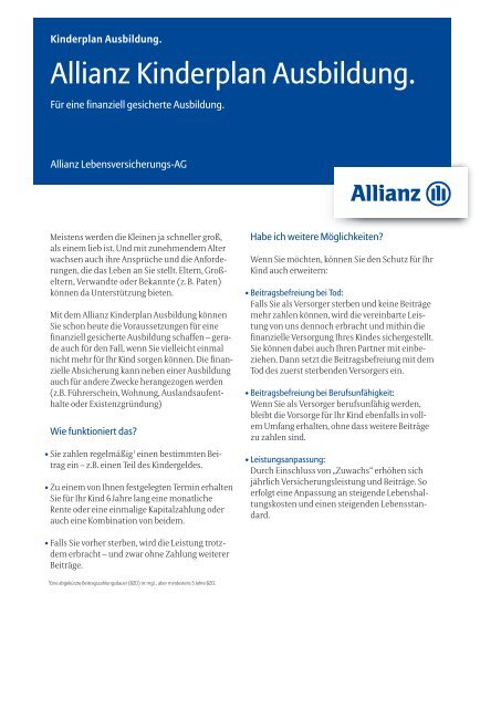 zum Kinderplan Ausbildung der Allianz