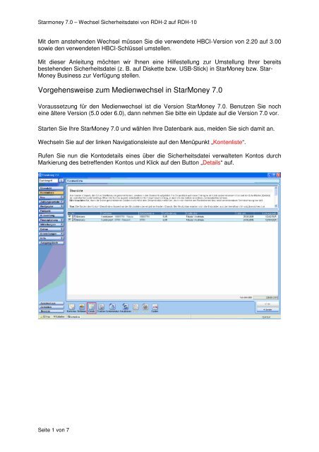 Vorgehensweise zum Medienwechsel in StarMoney 7.0