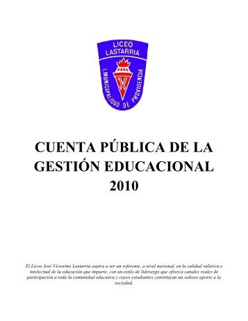 cuenta pública de la gestión educacional 2010 - Liceo José ...
