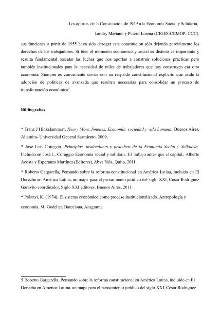 Los aportes de la Constitución de 1949 a la Economía Social y ...