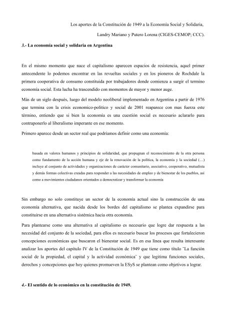 Los aportes de la Constitución de 1949 a la Economía Social y ...