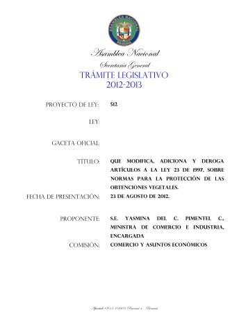 que modifica, adiciona y deroga artículos a la ley 23 de 1997, sobre ...