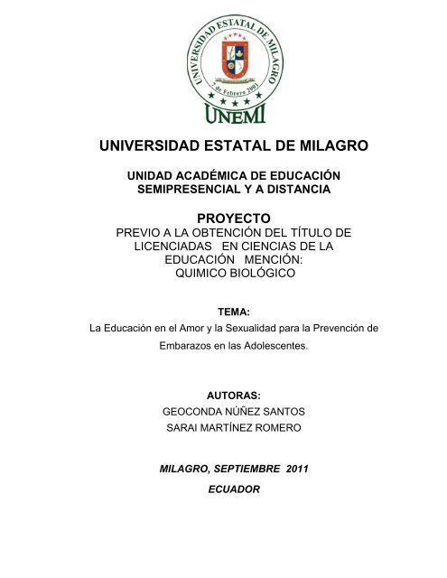 UNIVERSIDAD ESTATAL DE MILAGRO - Repositorio de la ...