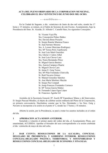 Pleno ordinario de 25 de junio - Ayuntamiento de Sagunto