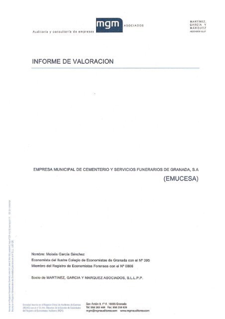 9. Informe valoración EMUCESA.pdf - Ayuntamiento de Granada